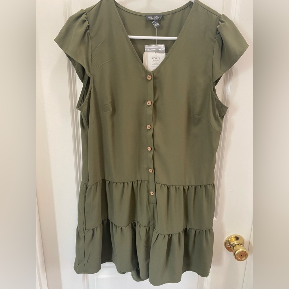 Olive green super cute shorts romper.
